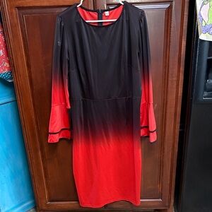 Elegant Black and Red Ombre Dress